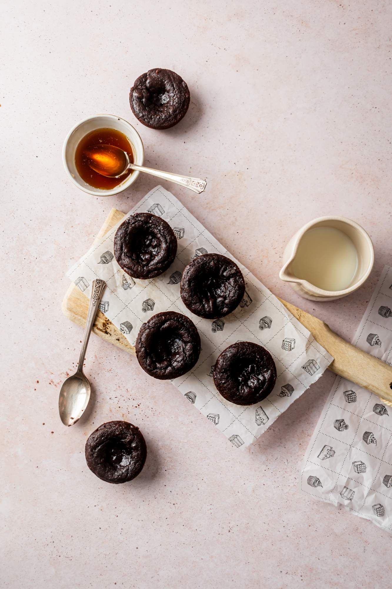 Healthy pumpkin brownie bites made with canned pumpkin and almond butter on parchment paper.