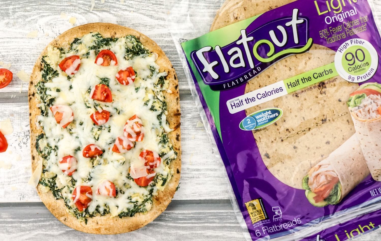 Spinach Artichoke Pizza made in under 10 minutes.