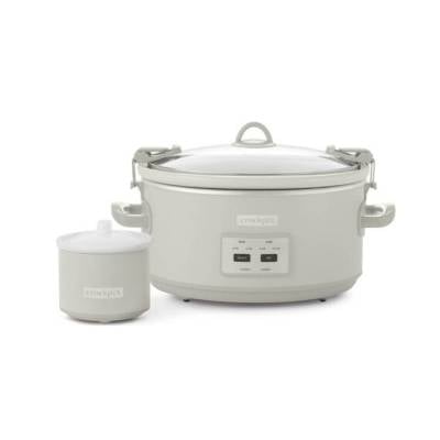 Crock-Pot Designer Series 7qt Slow Cooker with Bonus Little Dipper Mushroom: 4 Settings, Stoneware, Stainless Steel, Keep Warm