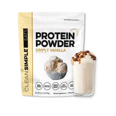  Clean Simple Eats Simply Vanilla Whey Protein Powder, Natural Sweetened and Cold-Processed Whey Protein Powder, 20 Grams of Protein