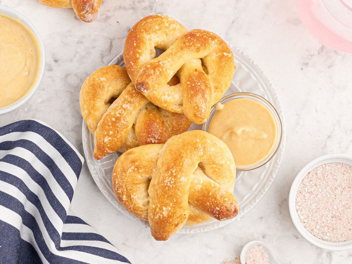 Homemade Soft Pretzels on a plate