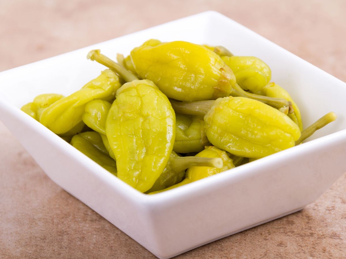 Plate of pepperoncini peppers