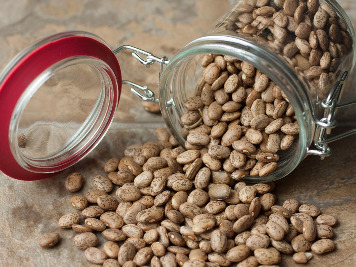 Pinto beans in a jar